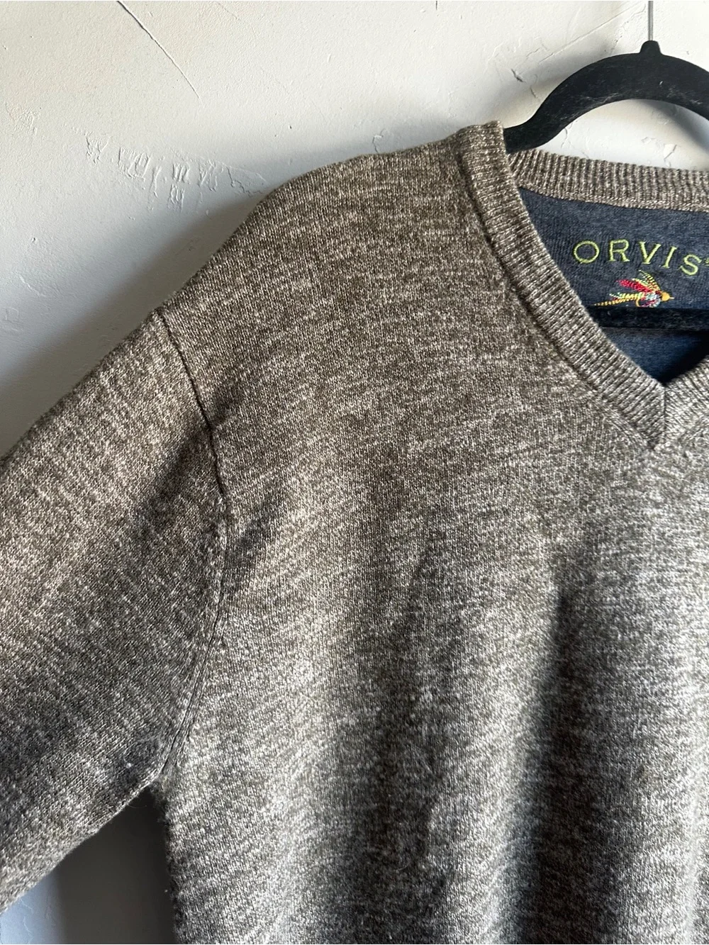 Orvis Merino Wool V Neck Sweater Earth Tone Granola Mountaincore Heritage Sz L